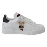 Logo Patch Sneakers Dolce & Gabbana , White , Dames