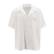 Katoenen shirt met V-detail Valentino , White , Heren
