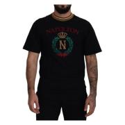 Geborduurd Crewneck T-shirt Dolce & Gabbana , Black , Heren