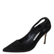 Pre-owned Suede heels Manolo Blahnik Pre-owned , Black , Dames