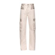 Metallic Cargo Broek met Utility Stijl Zakken Pinko , White , Dames