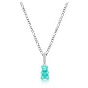 Men's Silver Necklace with Turquoise Gummy Bear Nialaya , Gray , Heren