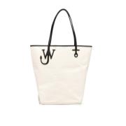 Canvas Tote Tas met Leren Handvatten JW Anderson , White , Dames