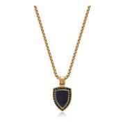 Gold Necklace with Black Onyx Shield Pendant Nialaya , Yellow , Heren