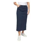 Klassieke Navy Rok met Zakken en Split 2-Biz , Blue , Dames