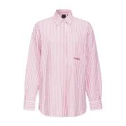 Gestreepte Klassieke Shirt van Stretchkatoen Pinko , Pink , Dames