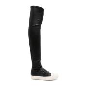 Zwarte Leren Sneakers met Stretch Neuskappen Rick Owens , Black , Dame...