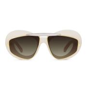 Double Frame Zonnebril met Bruine Verloopglazen Loewe , White , Dames