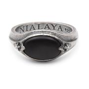 Sterling Silver Oval Signet Ring with Matte Onyx Nialaya , Gray , Here...