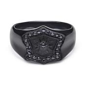 Men's Black Shield Ring Nialaya , Black , Heren