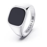 Men's Sterling Silver Signet Ring with Black Onyx Nialaya , Gray , Her...