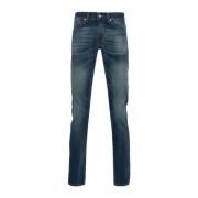 Blauwe Denim Broek met Whiskering Effect Dondup , Blue , Heren