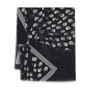 Lichtgewicht Sjaal met Skull Print Alexander McQueen , Black , Heren