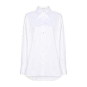 Witte Stretch-Katoenen Poplin Overhemd Closed , White , Dames