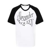 Logo Print Crew Neck T-shirts en Polos Alexander McQueen , White , Her...