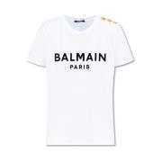 Logo T-shirt Balmain , White , Dames