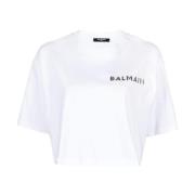 Stijlvolle Cropped T-Shirt Balmain , White , Dames