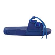 Blauwe Logo Slides Sandalen Dolce & Gabbana , Blue , Heren