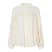 Feminine Carall Blouse met Ruchedetail Lollys Laundry , Beige , Dames