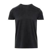 Zwarte Katoenen T-shirt met Ronde Hals RRD , Black , Heren