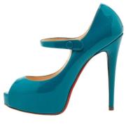 Pre-owned Leather heels Christian Louboutin Pre-owned , Blue , Dames