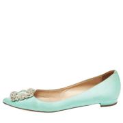 Pre-owned Satin flats Manolo Blahnik Pre-owned , Blue , Dames