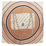 Pre-owned Silk scarves Chanel Vintage , Beige , Dames