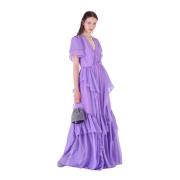 Lange jurk met ruches Silvian Heach , Purple , Dames