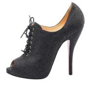 Pre-owned Felt boots Christian Louboutin Pre-owned , Gray , Dames