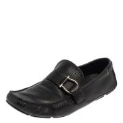 Pre-owned Leather flats Salvatore Ferragamo Pre-owned , Black , Dames