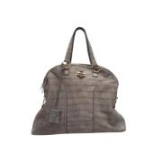 Pre-owned Suede handbags Yves Saint Laurent Vintage , Gray , Dames