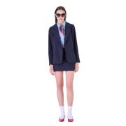 Geruite Single-Breasted Blazer Silvian Heach , Blue , Dames