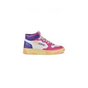 Vintage Hoge Sneakers in Wit/Paars en Roze Leer Autry , Multicolor , D...