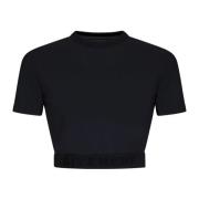 Zwarte Geribbelde Crewneck T-shirts en Polos Givenchy , Black , Dames
