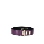 Paarse Leren Riem met Gouden Gesp Essentiel Antwerp , Purple , Dames