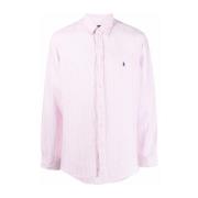 Roze Linnen Overhemd met Knopen Polo Ralph Lauren , Pink , Heren