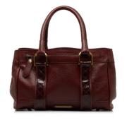 Pre-owned Leather handbags Burberry Vintage , Red , Dames