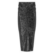 Glinsterende Zwarte en Zilveren Midi Rok Essentiel Antwerp , Black , D...