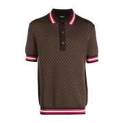 Bruine Monogram Polo Shirt Balmain , Brown , Heren