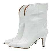 Witte Leren Hoge Hakken Laarzen Isabel Marant , White , Dames