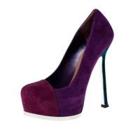 Pre-owned Suede heels Yves Saint Laurent Vintage , Purple , Dames
