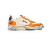 Versleten Oranje en Witte Sneakers met Blauwe Hiel Autry , Multicolor ...