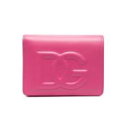 Fuchsia Roze Leren Portemonnee met Ingelegd Logo Dolce & Gabbana , Pin...