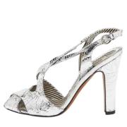 Pre-owned Leather sandals Moschino Pre-Owned , Gray , Dames