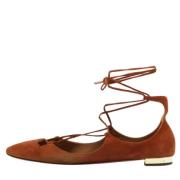Pre-owned Suede flats Aquazzura Pre-owned , Brown , Dames