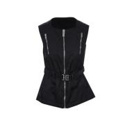 Zwarte nylon jas met vierkante halslijn en ritssluiting Givenchy , Bla...