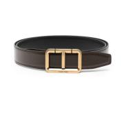 Bruin Leren Riem met Antieke Gouden Gesp Tom Ford , Brown , Heren