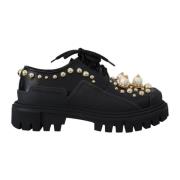 Prachtige Zwarte Trekking Derby met Gouden Studs Dolce & Gabbana , Bla...