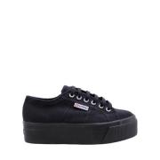 Zwarte casual damessneakers an textiel Superga , Black , Dames