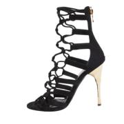 Pre-owned Suede sandals Balmain Pre-owned , Black , Dames